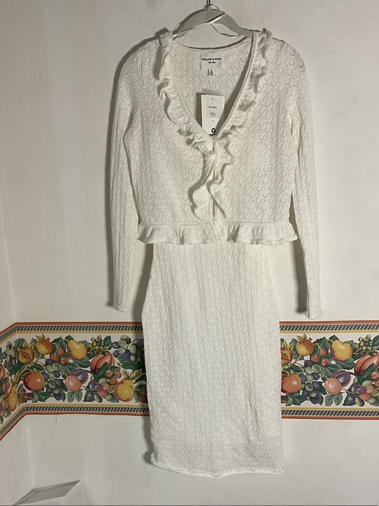 Willow & Wind Dresses & Skirts - Willow & Wind White Pointelle Knit 2-Piece Dress & Cardigan Set Size S NWT